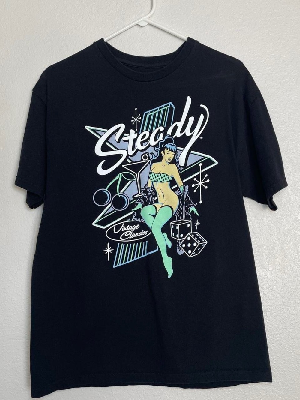 Steady Vintage Classics Black Graphic Pinup Tee